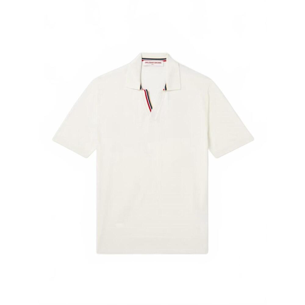 NEW ORLEBAR BROWN horton stripe cotton polo shirt - plus in white sand - Picture 6 of 6